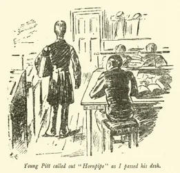 Jonge Pitt riep Hornpipe toen ik langs zijn bureau liep