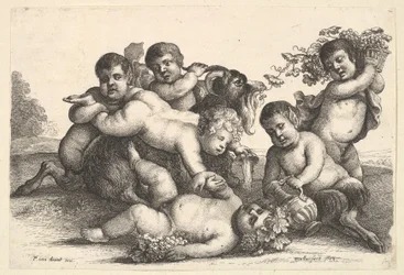 Vier jongens, twee saters en een geit, 1654