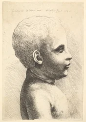 Hoofd en schouder van een kind, in profiel naar rechts, 1645