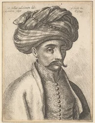 Hoofd en Schouders van een Turk, met een snor en een grote tulband