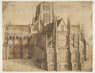 De oude St. Paul’s Cathedral in Londen, gezien vanuit het oosten