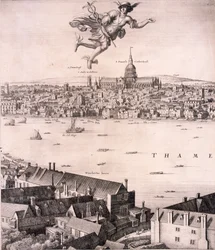 Panoramisch uitzicht op Londen, ca. 1670