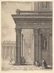 Tempelhof met Figuren, naar David Teniers de Oude