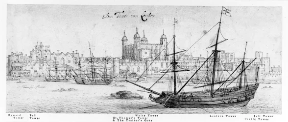 De Tower of London, ca.1637-41 (pen en inkt, grafiet en wc op papier)
