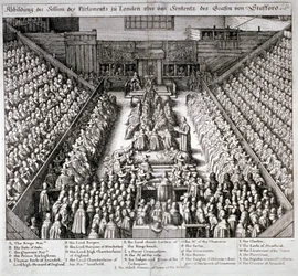 Het proces van Thomas Wentworth, Graaf van Strafford, Westminster Hall, Londen, 1641