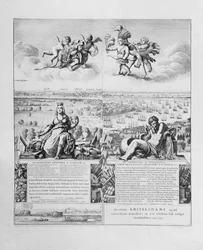 Uitzicht op Londen, gepubliceerd in 1647 (facsimile kopie) (detail)