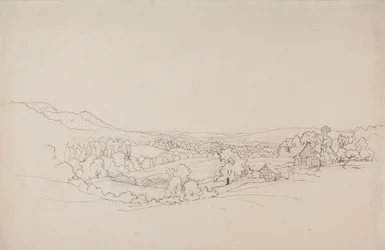 Golvend landschap met vakwerkhuizen