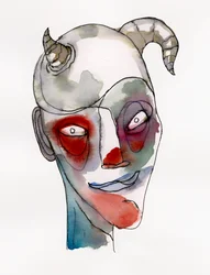 Grappig portret met hoorns