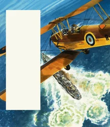 Een Tiger Moth patrouilleert langs de Britse kust tijdens de Tweede Wereldoorlog