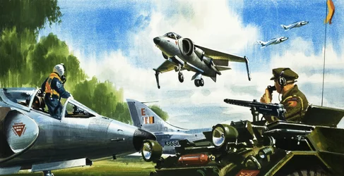 Kijk - geen landingsbaan. De nieuwste ontwikkelingen op het gebied van vliegtuigen. De Harrier Sprongstraaljager