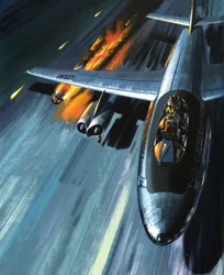 Nachtmerrie in een brandende bommenwerper, illustratie uit 