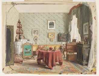 Een Zitkamer met een Schrijftafel