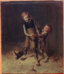 W. Busch, twee schoenmakersjongens vechten