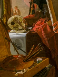 Een jonge kunstenaar (Ditlev Blunck) onderzoekt een schets in een spiegel