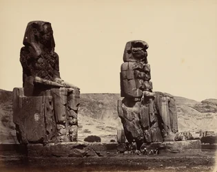 Kolossen van Memnon bij Thebe, ca. 1859 (foto)
