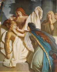 De dood van Sigurd, uit de Sigurd-sage, Benedenzaal, ca. 1882-83 (muurschildering)
