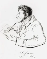 Zelfportret van Hoffmann waarin hij zichzelf afbeeldt terwijl hij een zelfportret maakt