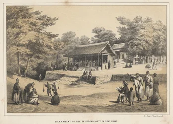 Kampement van de Verkenningsexpeditie in Lew Chew, 1855