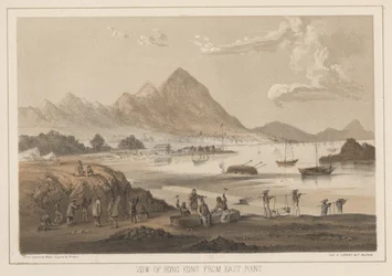 Uitzicht op Hong Kong vanaf East Point, 1855