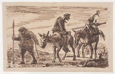 De doorgehaalde Don Quichot wordt naar huis gebracht