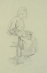 Figurenstudies. Zittende oude man