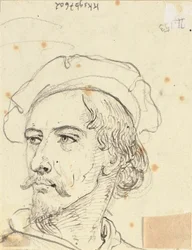 Hoofd van een man met baret