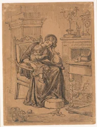 Moeder en zoon. Interieur