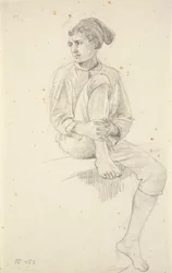 Zittende jonge visser