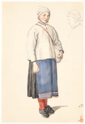 Staand Zweeds boerenmeisje