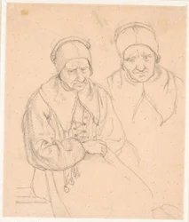 Twee studies van een oude Zweedse vrouw