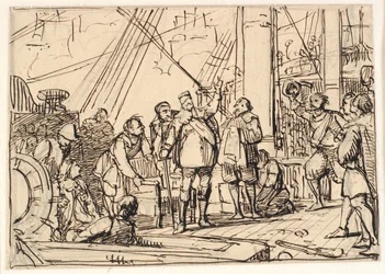 Ontwerp voor het schilderij in de kapel van Chr. 4 in Roskilde "Chr. 4 op de Drie-eenheid"