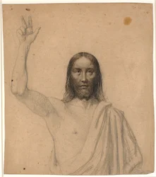 Zegenende Christus. Halffiguur en face