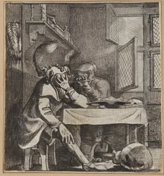 De Dwaas Die Door De Vingers Van Zijn Vrouw Kijkt
