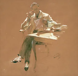 De professor (chacoal, pastel  gouache op papier)