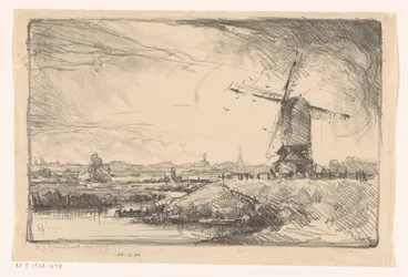 Landschap met molen bij Leiden