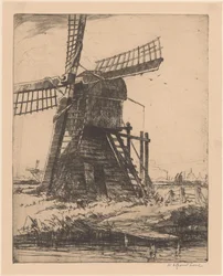Molen aan het water bij Leiden