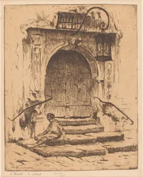 Poort van het stadhuis in Rothenburg ob der Tauber