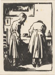 Twee vrouwen in een atelier