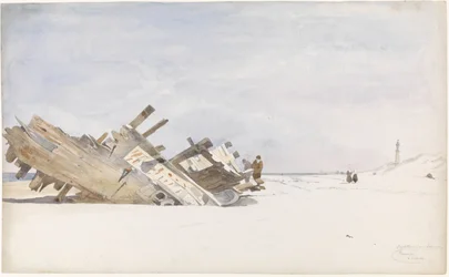 Wrakhout op het strand van Renesse te Schouwen-Duivenland