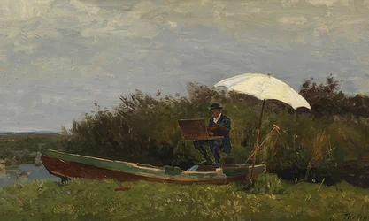 Paul Gabriël werkt in een boot
