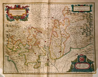 Kaart van het hertogdom Monferrato, uit Regionum Italiae, door Willem Blaeu