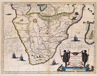 Kaart van Ethiopië en Zuid-Afrika (gravure)