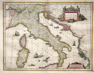 Kaart van Italië, uit Theatrum Orbis Terrarum door Willem Blaeu, Amsterdam