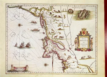 Kaart van Nova Belgica of Nieuw België en van Anglia Nova of Nieuw Engeland