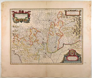 Het hertogdom Monferrato, kaart, kopergravure