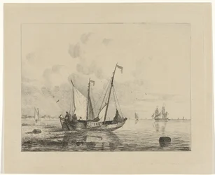Zeilschip met gestreken zeilen