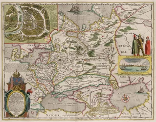 Kaart van Rusland en Moskou. Uit: Theatrum Orbis Terrarum..., 1645