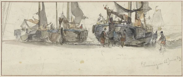Vissersboten op het strand van Scheveningen