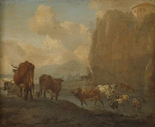 Vee bij een rivier