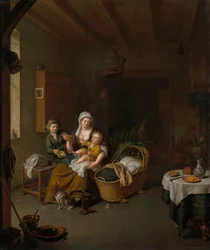 Een moeder die haar kind voedt (De gelukkige moeder)